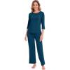 image:imageWiWi Pajamas Set for Women 34 Sleeve Top and Pants Viscose from Bamboo Lounge Set Soft Sleepwear Pjs with Pockets SXXLPeacock Blue