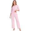 image:imageWiWi Pajamas Set for Women 34 Sleeve Top and Pants Viscose from Bamboo Lounge Set Soft Sleepwear Pjs with Pockets SXXLPink