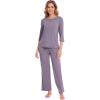 image:imageWiWi Pajamas Set for Women 34 Sleeve Top and Pants Viscose from Bamboo Lounge Set Soft Sleepwear Pjs with Pockets SXXLViolet