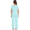 image:imageWiWi Pajamas Set for Women Soft Comfy Loungewear Short Sleeve Tops and Long Pants Viscose from Bamboo Sleepwear Pjs SXXLAqua