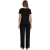 image:imageWiWi Pajamas Set for Women Soft Comfy Loungewear Short Sleeve Tops and Long Pants Viscose from Bamboo Sleepwear Pjs SXXLBlack