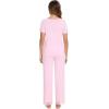 image:imageWiWi Pajamas Set for Women Soft Comfy Loungewear Short Sleeve Tops and Long Pants Viscose from Bamboo Sleepwear Pjs SXXLPink