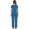 image:imageWiWi Pajamas Set for Women Soft Comfy Loungewear Short Sleeve Tops and Long Pants Viscose from Bamboo Sleepwear Pjs SXXLTeal Blue