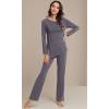 image:imageWiWi Pajamas Set for Women Super Soft Long Sleeve Pj Cooling Sleepwear Lounge Sets Loungewear Viscose from Bamboo SXXLAdark Grey
