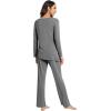 image:imageWiWi Pajamas Set for Women Super Soft Long Sleeve Pj Cooling Sleepwear Lounge Sets Loungewear Viscose from Bamboo SXXLAdark Heather Grey