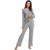image:imageWiWi Pajamas Set for Women Super Soft Long Sleeve Pj Cooling Sleepwear Lounge Sets Loungewear Viscose from Bamboo SXXLAheather Grey