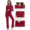image:imageWiWi Pajamas Set for Women Super Soft Long Sleeve Pj Cooling Sleepwear Lounge Sets Loungewear Viscose from Bamboo SXXLAwine Red