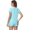 image:imageWiWi Pajamas for Women Bamboo Viscose Vneck Pajama Sets Soft Short Sleeve Nightwear with Pockets SXXLAqua