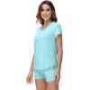 image:imageWiWi Pajamas for Women Bamboo Viscose Vneck Pajama Sets Soft Short Sleeve Nightwear with Pockets SXXLAqua