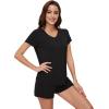 image:imageWiWi Pajamas for Women Bamboo Viscose Vneck Pajama Sets Soft Short Sleeve Nightwear with Pockets SXXLBlack