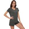 image:imageWiWi Pajamas for Women Bamboo Viscose Vneck Pajama Sets Soft Short Sleeve Nightwear with Pockets SXXLIron Grey