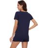 image:imageWiWi Pajamas for Women Bamboo Viscose Vneck Pajama Sets Soft Short Sleeve Nightwear with Pockets SXXLNavy