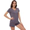 image:imageWiWi Pajamas for Women Bamboo Viscose Vneck Pajama Sets Soft Short Sleeve Nightwear with Pockets SXXLPurplish Grey