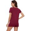 image:imageWiWi Pajamas for Women Bamboo Viscose Vneck Pajama Sets Soft Short Sleeve Nightwear with Pockets SXXLWine