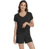 image:imageWiWi Pajamas for Women Short Sleeve Top and Shorts Sets Viscose from Bamboo Pj Sleepwear Pajama Set SXXLBlack
