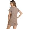 image:imageWiWi Pajamas for Women Short Sleeve Top and Shorts Sets Viscose from Bamboo Pj Sleepwear Pajama Set SXXLCamel