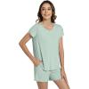 image:imageWiWi Pajamas for Women Short Sleeve Top and Shorts Sets Viscose from Bamboo Pj Sleepwear Pajama Set SXXLCameo Green