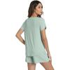 image:imageWiWi Pajamas for Women Short Sleeve Top and Shorts Sets Viscose from Bamboo Pj Sleepwear Pajama Set SXXLCameo Green