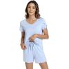 image:imageWiWi Pajamas for Women Short Sleeve Top and Shorts Sets Viscose from Bamboo Pj Sleepwear Pajama Set SXXLLight Blue