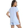 image:imageWiWi Pajamas for Women Short Sleeve Top and Shorts Sets Viscose from Bamboo Pj Sleepwear Pajama Set SXXLLight Blue
