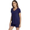 image:imageWiWi Pajamas for Women Short Sleeve Top and Shorts Sets Viscose from Bamboo Pj Sleepwear Pajama Set SXXLNavy