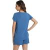 image:imageWiWi Pajamas for Women Short Sleeve Top and Shorts Sets Viscose from Bamboo Pj Sleepwear Pajama Set SXXLPrussian Blue