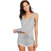 image:imageWiWi Pajamas for Women Super Soft Sleeveless Top with Shorts Cooling Pajama Sets Bamboo Viscose 2 Piece Sleepwear Set S4XAlight Heather GreyPink