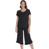 image:imageWiWi Pajamas for Women Viscose from Bamboo Short Sleeve Top and Capri Pants Pajama Set Soft Lounge Pj Sets Nightwear SXXLBlack