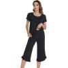 image:imageWiWi Pajamas for Women Viscose from Bamboo Short Sleeve Top and Capri Pants Pajama Set Soft Lounge Pj Sets Nightwear SXXLBlack