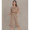 image:imageWiWi Pajamas for Women Viscose from Bamboo Short Sleeve Top and Capri Pants Pajama Set Soft Lounge Pj Sets Nightwear SXXLCamel