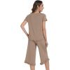 image:imageWiWi Pajamas for Women Viscose from Bamboo Short Sleeve Top and Capri Pants Pajama Set Soft Lounge Pj Sets Nightwear SXXLCamel