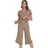 image:imageWiWi Pajamas for Women Viscose from Bamboo Short Sleeve Top and Capri Pants Pajama Set Soft Lounge Pj Sets Nightwear SXXLCamel
