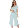 image:imageWiWi Pajamas for Women Viscose from Bamboo Short Sleeve Top and Capri Pants Pajama Set Soft Lounge Pj Sets Nightwear SXXLMist Green