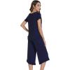 image:imageWiWi Pajamas for Women Viscose from Bamboo Short Sleeve Top and Capri Pants Pajama Set Soft Lounge Pj Sets Nightwear SXXLNavy