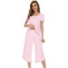 image:imageWiWi Pajamas for Women Viscose from Bamboo Short Sleeve Top and Capri Pants Pajama Set Soft Lounge Pj Sets Nightwear SXXLPink