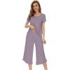 image:imageWiWi Pajamas for Women Viscose from Bamboo Short Sleeve Top and Capri Pants Pajama Set Soft Lounge Pj Sets Nightwear SXXLViolet