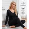 image:imageWiWi Soft Underwear for Women Thermal Long Johns Sets Super Warm Base Layer Top Pants Pajamas Set Viscose from Bamboo S3XBblack
