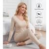 image:imageWiWi Soft Underwear for Women Thermal Long Johns Sets Super Warm Base Layer Top Pants Pajamas Set Viscose from Bamboo S3XBoatmeal Heather