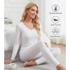 image:imageWiWi Soft Underwear for Women Thermal Long Johns Sets Super Warm Base Layer Top Pants Pajamas Set Viscose from Bamboo S3XBraw White