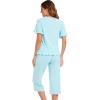 image:imageWiWi Soft Viscose from Bamboo Pajama Set for Women Short Sleeve Top with Capris Pajamas Sets SXXLAqua