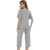 image:imageWiWi Soft Viscose from Bamboo Pajama Set for Women Short Sleeve Top with Capris Pajamas Sets SXXLHeather Grey