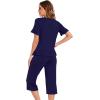image:imageWiWi Soft Viscose from Bamboo Pajama Set for Women Short Sleeve Top with Capris Pajamas Sets SXXLNavy