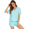 image:imageWiWi Soft Viscose from Bamboo Pajamas for Women Summer Short Sleeve Top with Shorts Pajama Set Pjs SXXLAqua