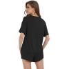 image:imageWiWi Soft Viscose from Bamboo Pajamas for Women Summer Short Sleeve Top with Shorts Pajama Set Pjs SXXLBlack