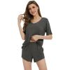 image:imageWiWi Soft Viscose from Bamboo Pajamas for Women Summer Short Sleeve Top with Shorts Pajama Set Pjs SXXLIron Grey