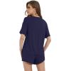 image:imageWiWi Soft Viscose from Bamboo Pajamas for Women Summer Short Sleeve Top with Shorts Pajama Set Pjs SXXLNavy