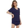image:imageWiWi Soft Viscose from Bamboo Pajamas for Women Summer Short Sleeve Top with Shorts Pajama Set Pjs SXXLNavy