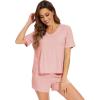 image:imageWiWi Soft Viscose from Bamboo Pajamas for Women Summer Short Sleeve Top with Shorts Pajama Set Pjs SXXLPeach Pink