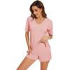 image:imageWiWi Soft Viscose from Bamboo Pajamas for Women Summer Short Sleeve Top with Shorts Pajama Set Pjs SXXLPeach Pink