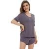 image:imageWiWi Soft Viscose from Bamboo Pajamas for Women Summer Short Sleeve Top with Shorts Pajama Set Pjs SXXLPurplish Grey